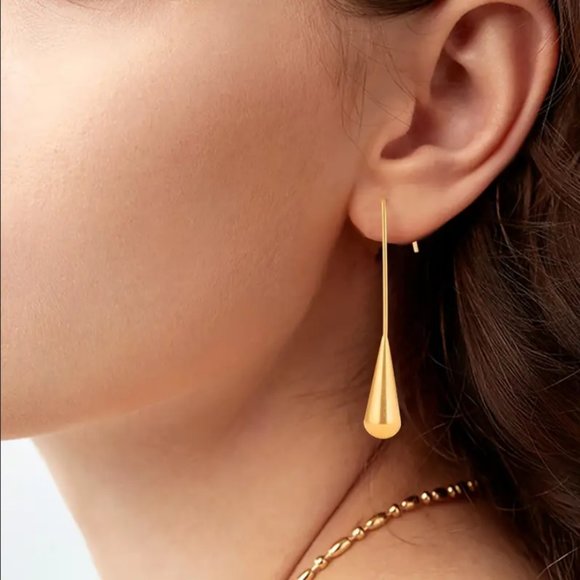 14K Gold Hanging Drop Vertical Bar Womens Earrings 14 Karat Ladies Jewelry NEW